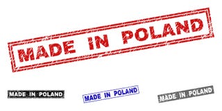 Grunge GJORDE I POLEN skrapade rektangelstämpelskyddsremsor royaltyfri illustrationer Grunge GJORDE I POLEN skrapade rektangelstämpelskyddsremsor royaltyfri illustrationer