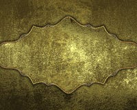 Grunge Golden Texture With Gold Plate. Element For Design. Template For Design. Copy Space For Ad Brochure Or Announcement Invitat Stock Image