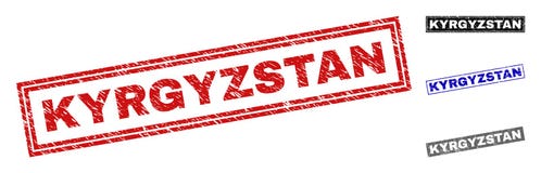 Grunge KYRGYZSTAN Scratched Rectangle Stamps stock illustration Grunge KYRGYZSTAN Scratched Rectangle Stamps stock illustration