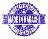 Grunge Textured FEITO no selo do selo de KARACHI com fita ilustração royalty free Grunge Textured FEITO no selo do selo de KARACHI com fita ilustração royalty free