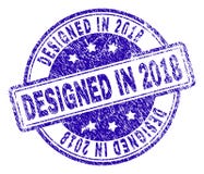Grunge texturerade PLANLAGT I skyddsremsa för 2018 stämpel royaltyfri illustrationer Grunge texturerade PLANLAGT I skyddsremsa för 2018 stämpel royaltyfri illustrationer