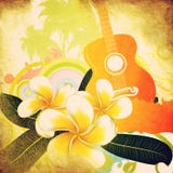 Grunge Tropical Background With Guitar Royalty Free Stock Image