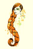 Grungy sketch of girl with long hair Royalty Free Stock Images Grungy sketch of girl with long hair Royalty Free Stock Images