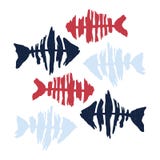 Grupo bonito do motivo da ilustração do vetor dos desenhos animados da silhueta dos peixes do vermelho e da marinha Clipart estil ilustração stock Grupo bonito do motivo da ilustração do vetor dos desenhos animados da silhueta dos peixes do vermelho e da marinha Clipart estil ilustração stock