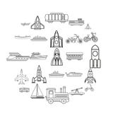 Grupo civil dos ícones do veículo, estilo do esboço ilustração royalty free Grupo civil dos ícones do veículo, estilo do esboço ilustração royalty free