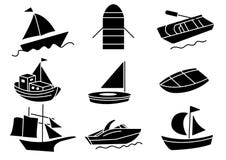 Grupo contÃnuo do barco dos Ãcones ilustração stock Grupo contÃnuo do barco dos Ãcones ilustração stock
