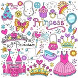 Grupo da princesa Conto de fadas Tiara Vetor Doodles ilustração stock Grupo da princesa Conto de fadas Tiara Vetor Doodles ilustração stock