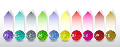 Grupo de botões coloridos e das bandeiras de papel com números para o webdesign e infographic ilustração royalty free Grupo de botões coloridos e das bandeiras de papel com números para o webdesign e infographic ilustração royalty free