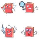 Grupo de caráter vermelho do livro com o totó da enfermeira do detetive do cupido ilustração do vetor Grupo de caráter vermelho do livro com o totó da enfermeira do detetive do cupido ilustração do vetor