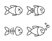 Grupo de ?cones dos peixes peixes inoperantes e vivos ilustração royalty free Grupo de ?cones dos peixes peixes inoperantes e vivos ilustração royalty free