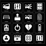 Grupo de controles, menu, usuário, desagrado, cartão da identificação, orador, calendário ilustração royalty free Grupo de controles, menu, usuário, desagrado, cartão da identificação, orador, calendário ilustração royalty free