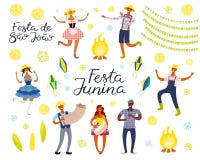 Grupo de elementos de Festa Junina ilustração royalty free Grupo de elementos de Festa Junina ilustração royalty free