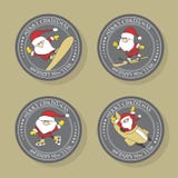 Grupo de etiquetas do Feliz Natal de Santa Claus desportiva Ilustração dos desenhos animados ilustração do vetor Grupo de etiquetas do Feliz Natal de Santa Claus desportiva Ilustração dos desenhos animados ilustração do vetor