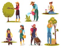 Grupo de jardinagem dos desenhos animados ilustração do vetor Grupo de jardinagem dos desenhos animados ilustração do vetor