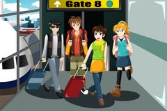 Grupo de jovens que viajam junto ilustração do vetor Grupo de jovens que viajam junto ilustração do vetor