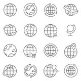 Grupo de linha ícones do globo do vetor ilustração royalty free Grupo de linha ícones do globo do vetor ilustração royalty free
