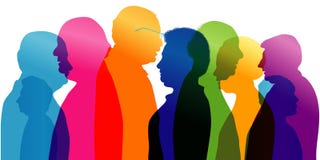 Grupo de pessoas adultas da fala Diálogo e conversação entre pessoas adultas Perfil - silhueta - retrato - cara Exposu múltiplo ilustração stock Grupo de pessoas adultas da fala Diálogo e conversação entre pessoas adultas Perfil - silhueta - retrato - cara Exposu múltiplo ilustração stock