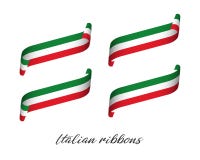 Grupo de quatro fitas coloridas modernas do vetor com tricolor italiano ilustração stock Grupo de quatro fitas coloridas modernas do vetor com tricolor italiano ilustração stock