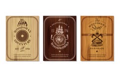 Grupo de Woodwork Texture Banners do lenhador ilustração stock Grupo de Woodwork Texture Banners do lenhador ilustração stock