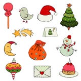 Grupo de ícones do Natal liso do projeto e do ano novo ilustração do vetor Grupo de ícones do Natal liso do projeto e do ano novo ilustração do vetor