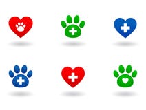 Grupo de ícones veterinários ilustração stock Grupo de ícones veterinários ilustração stock