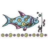Grupo decorativo bonito do motivo da ilustração do vetor dos desenhos animados dos peixes Peixes desenhados mão ilustração stock Grupo decorativo bonito do motivo da ilustração do vetor dos desenhos animados dos peixes Peixes desenhados mão ilustração stock