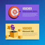 Grupo do comprovante de duas promoções Ilustrações do vetor lisas ilustração royalty free Grupo do comprovante de duas promoções Ilustrações do vetor lisas ilustração royalty free