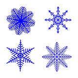 Grupo do inverno do floco de neve de azul isolado quatro ícones da silhueta no fundo branco para o projeto do Natal Fundo para ilustração do vetor Grupo do inverno do floco de neve de azul isolado quatro ícones da silhueta no fundo branco para o projeto do Natal Fundo para ilustração do vetor