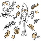 Grupo do vetor de sinais do Natal tirados na garatuja ilustração do vetor Grupo do vetor de sinais do Natal tirados na garatuja ilustração do vetor