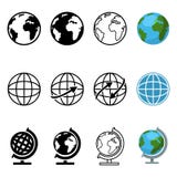 Grupo do vetor de ícones gráficos diferentes do globo do estilo ilustração do vetor Grupo do vetor de ícones gráficos diferentes do globo do estilo ilustração do vetor