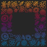 Grupo do vetor de ícones de tiragem das flores da criança no estilo da garatuja Pintado, colorido, imagens do inclinação em um pe ilustração stock Grupo do vetor de ícones de tiragem das flores da criança no estilo da garatuja Pintado, colorido, imagens do inclinação em um pe ilustração stock