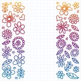 Grupo do vetor de ícones de tiragem das flores da criança no estilo da garatuja Pintado, colorido, inclinação, em uma folha do pa ilustração royalty free Grupo do vetor de ícones de tiragem das flores da criança no estilo da garatuja Pintado, colorido, inclinação, em uma folha do pa ilustração royalty free