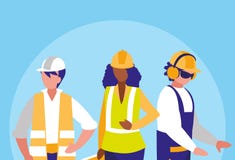 Grupp av teckenet för arbetarindustrialsavatar stock illustrationer Grupp av teckenet för arbetarindustrialsavatar stock illustrationer