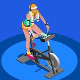 Grupp för motionscykelsnurrkondition 3D sänker den isometriska snurrkonditioncykeln vektor illustrationer Grupp för motionscykelsnurrkondition 3D sänker den isometriska snurrkonditioncykeln vektor illustrationer