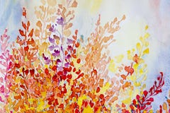 Grupp för original- målning för vattenfärg färgrik av abstrakta blommor stock illustrationer Grupp för original- målning för vattenfärg färgrik av abstrakta blommor stock illustrationer