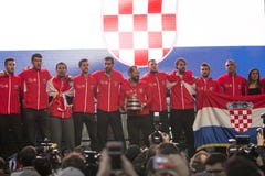 Gruppo croato di tennis sulla celebrazione domestica benvenuta fotografia stock libera da diritti Gruppo croato di tennis sulla celebrazione domestica benvenuta fotografia stock libera da diritti