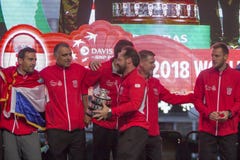 Gruppo croato di tennis sulla celebrazione domestica benvenuta immagini stock libere da diritti Gruppo croato di tennis sulla celebrazione domestica benvenuta immagini stock libere da diritti