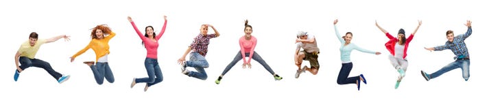 Gruppo di persone salto degli adolescenti o immagine stock libera da diritti Gruppo di persone salto degli adolescenti o immagine stock libera da diritti