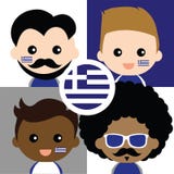 Gruppo di sostenitori della Grecia felice illustrazione vettoriale Gruppo di sostenitori della Grecia felice illustrazione vettoriale