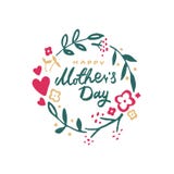 Grußkarte mit Tag der Mutter s mit Kranz von Blumen und von Herzen lizenzfreie abbildung Grußkarte mit Tag der Mutter s mit Kranz von Blumen und von Herzen lizenzfreie abbildung