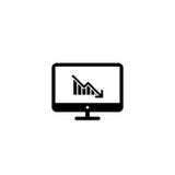 Gráfico com a seta que vai para baixo no PC do monitor da tela Símbolo do vetor ilustração stock Gráfico com a seta que vai para baixo no PC do monitor da tela Símbolo do vetor ilustração stock