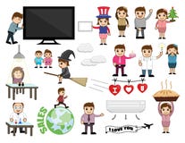 Gráficos de vetor do negócio e do feriado dos desenhos animados ilustração stock Gráficos de vetor do negócio e do feriado dos desenhos animados ilustração stock