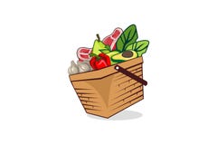 Grönsak- och fruktkorg royaltyfri illustrationer Grönsak- och fruktkorg royaltyfri illustrationer