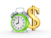 Grüne Uhr und Zeichen des Dollars. stock abbildung Grüne Uhr und Zeichen des Dollars. stock abbildung