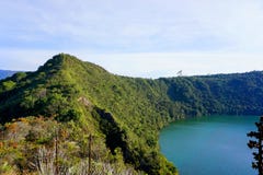 Guatavita, Colombia lagoon or lake el dorado legend stock photos Guatavita, Colombia lagoon or lake el dorado legend stock photos