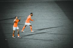 GUIMARAES, PORTUGAL - June 05, 2019: Memphis Depay celebrate goal scored during the UEFA Nations League semi Finals match between