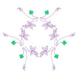 Guirlande avec les fleurs et la minette Lames de trèfle Éléments d'or de conception de vintage pour des cartes de voeux de épouse illustration stock Guirlande avec les fleurs et la minette Lames de trèfle Éléments d'or de conception de vintage pour des cartes de voeux de épouse illustration stock