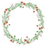 Guirlande de vecteur des fleurs et des herbes de jardin illustration stock Guirlande de vecteur des fleurs et des herbes de jardin illustration stock