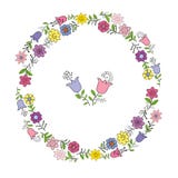 Guirnalda colorida de las diversas flores de la primavera Elementos individuales en un fondo blanco, ejemplo del dibujo de la man ilustración del vector Guirnalda colorida de las diversas flores de la primavera Elementos individuales en un fondo blanco, ejemplo del dibujo de la man ilustración del vector