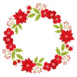 Guirnalda de la Navidad del vector con la poinsetia y las bayas rojas ilustración del vector Guirnalda de la Navidad del vector con la poinsetia y las bayas rojas ilustración del vector